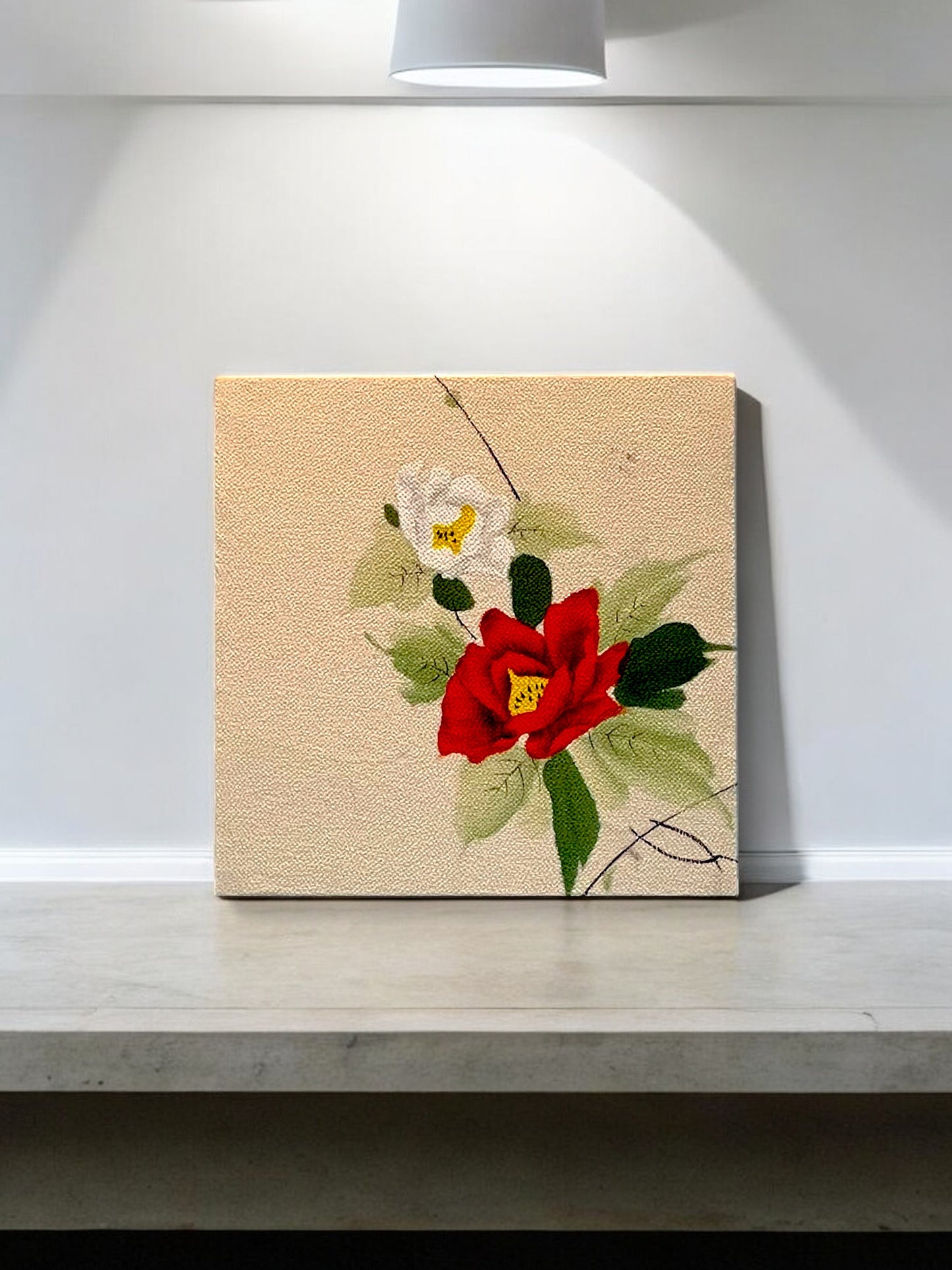 Elegant Floral Fabric Art Panel in Traditional Kyoto Nishijin Textile (002-FB)