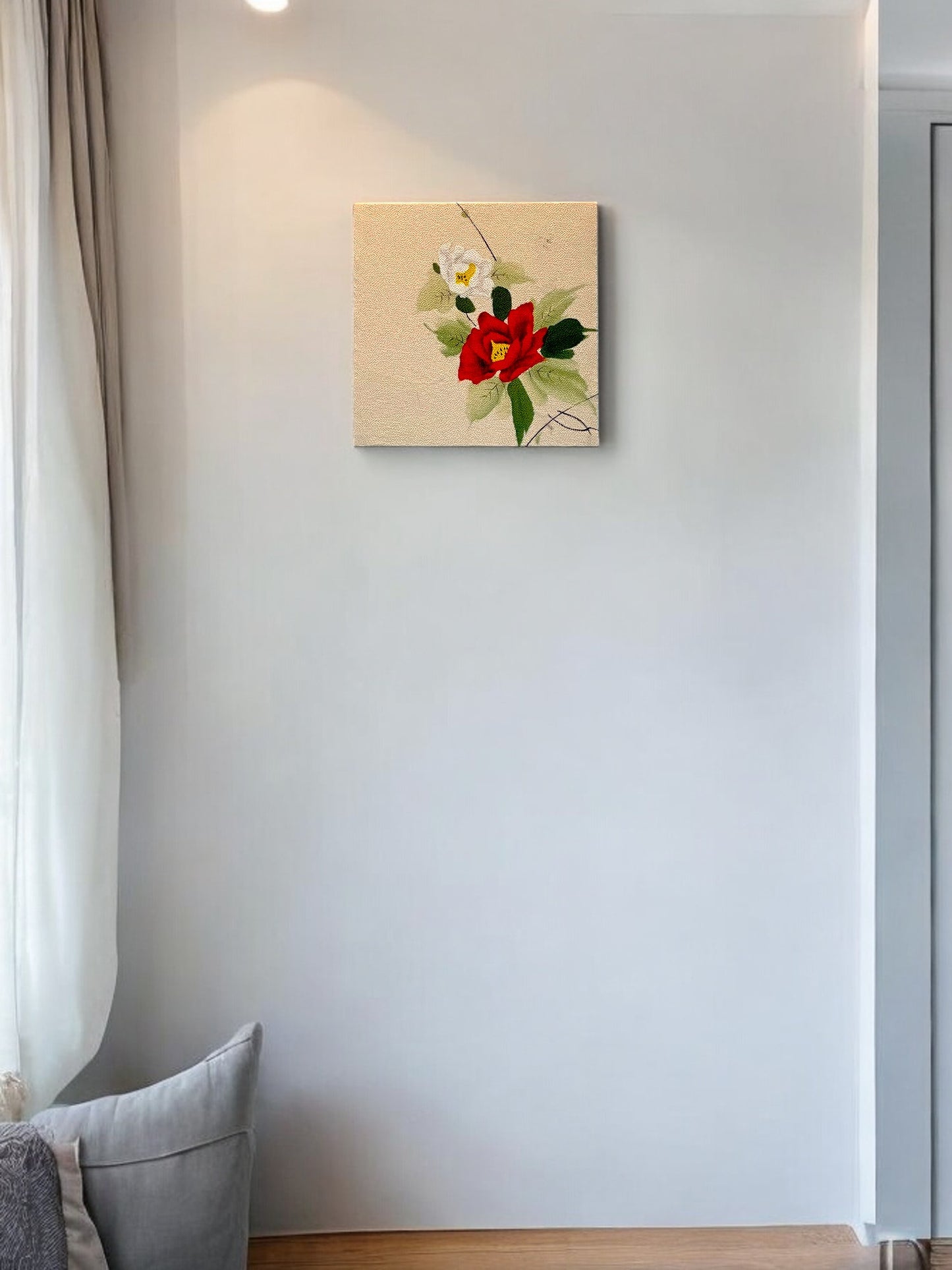Elegant Floral Fabric Art Panel in Traditional Kyoto Nishijin Textile (002-FB)