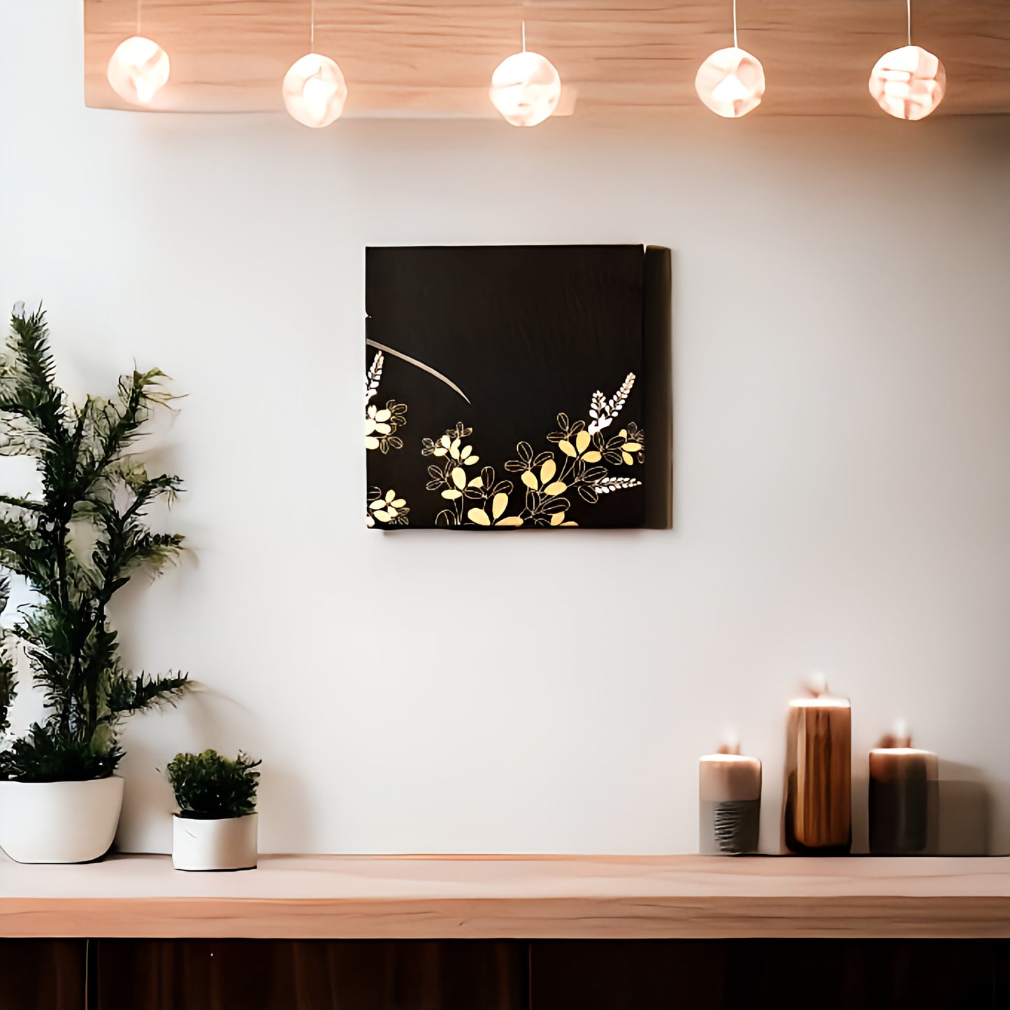 Elegant Ebony and Ivory Floral Art (006-FB)
