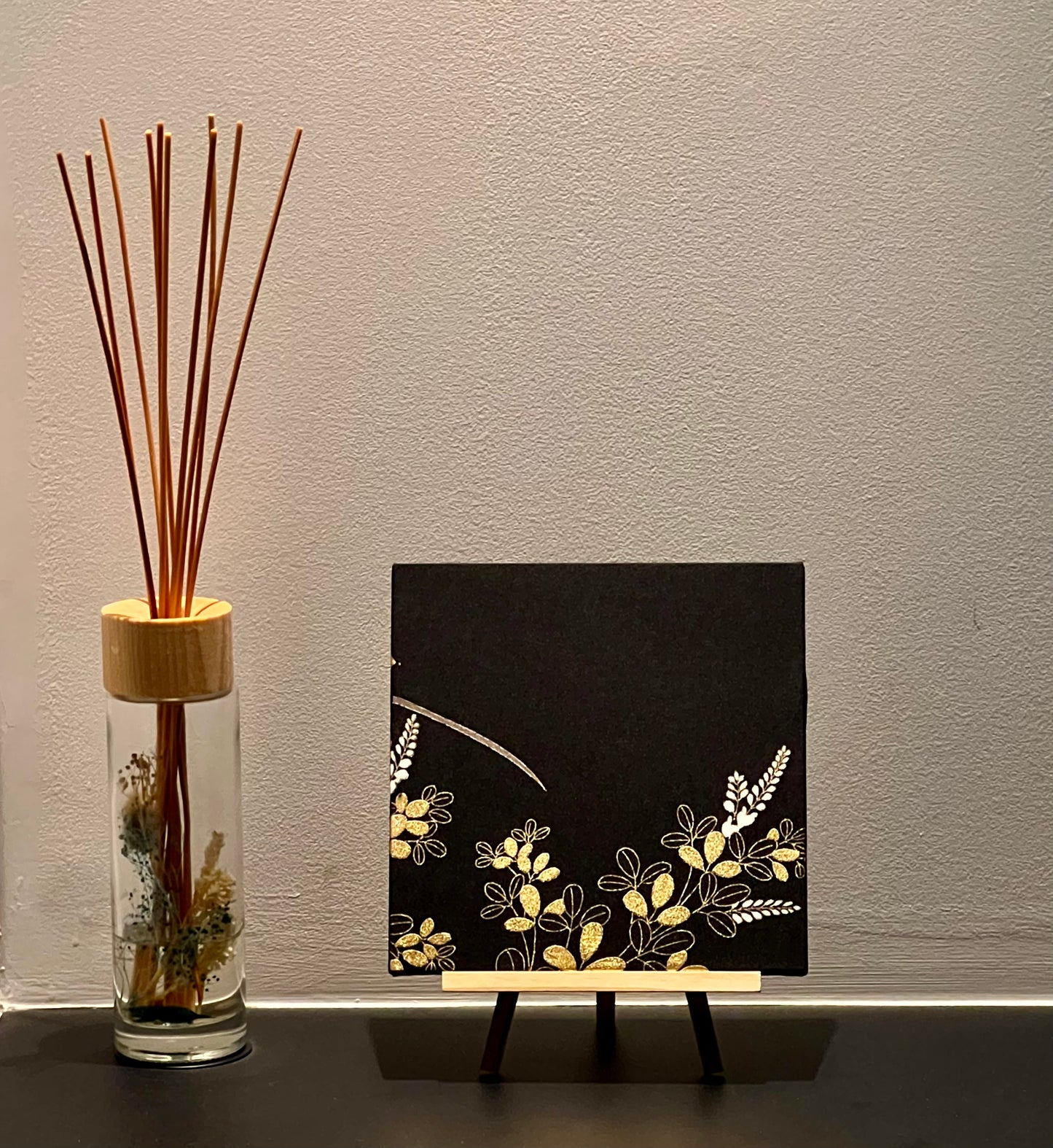 Elegant Ebony and Ivory Floral Art (006-FB)