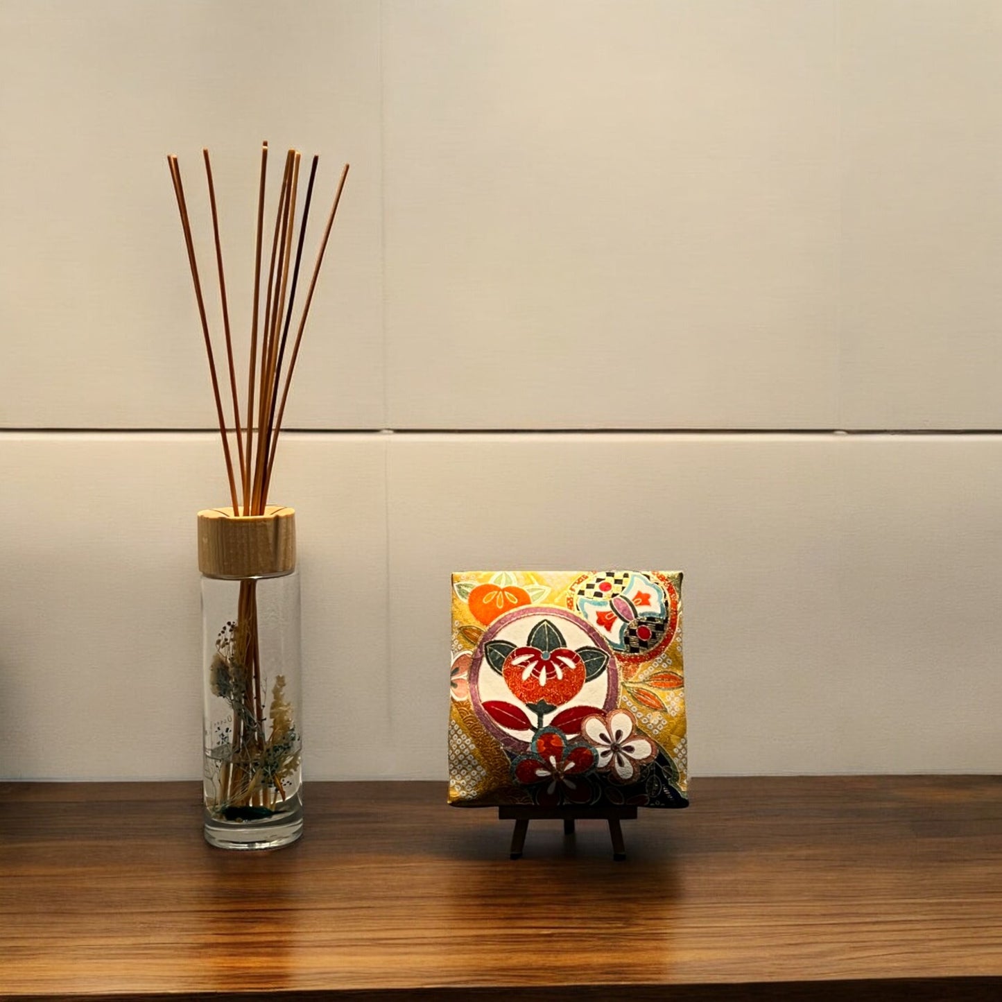 Nishijin brocade fabric board with gorgeous floral and geometric patterns on gold ground (013-FB)
