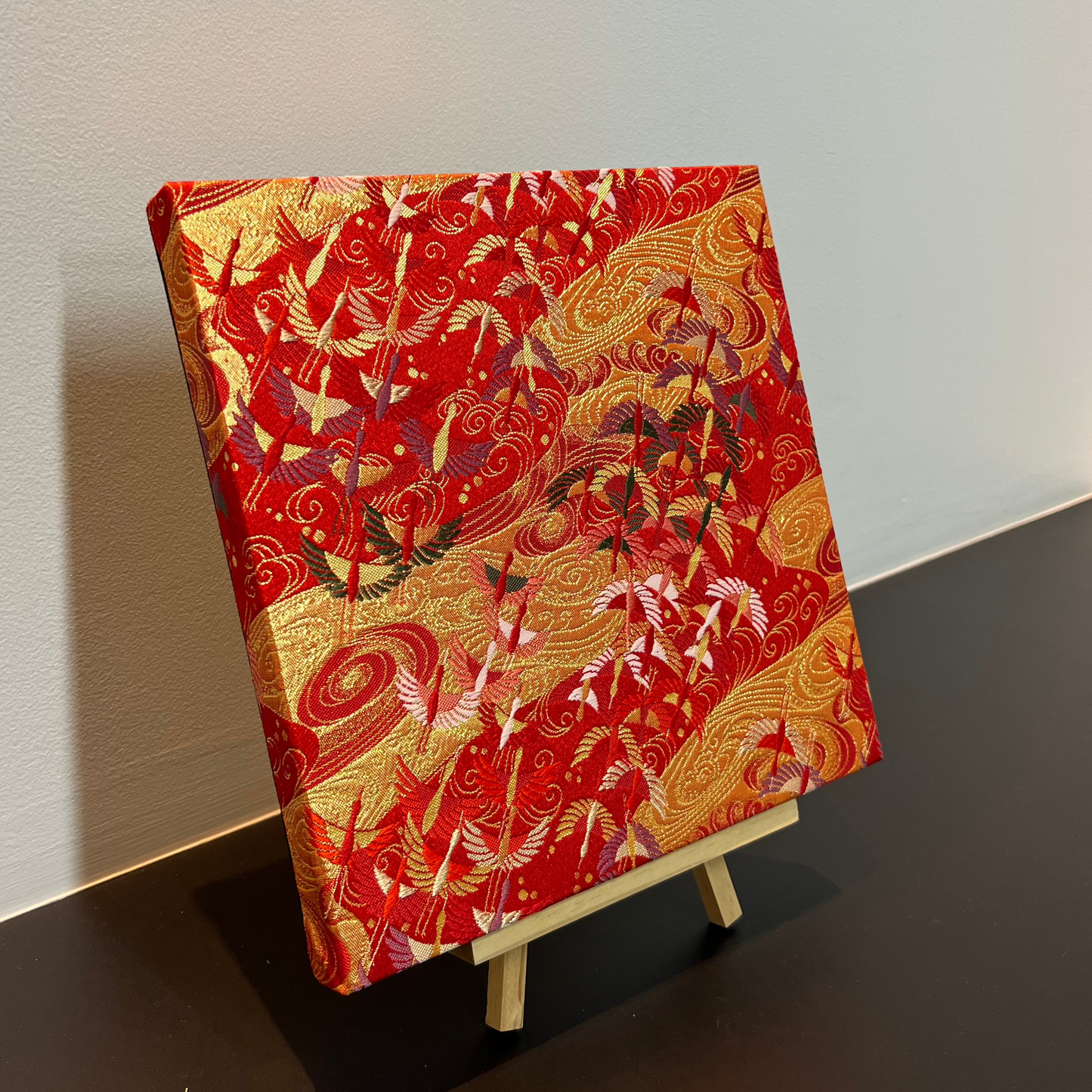 Vibrant Crimson and Gold Floral Artwork(008-FB)