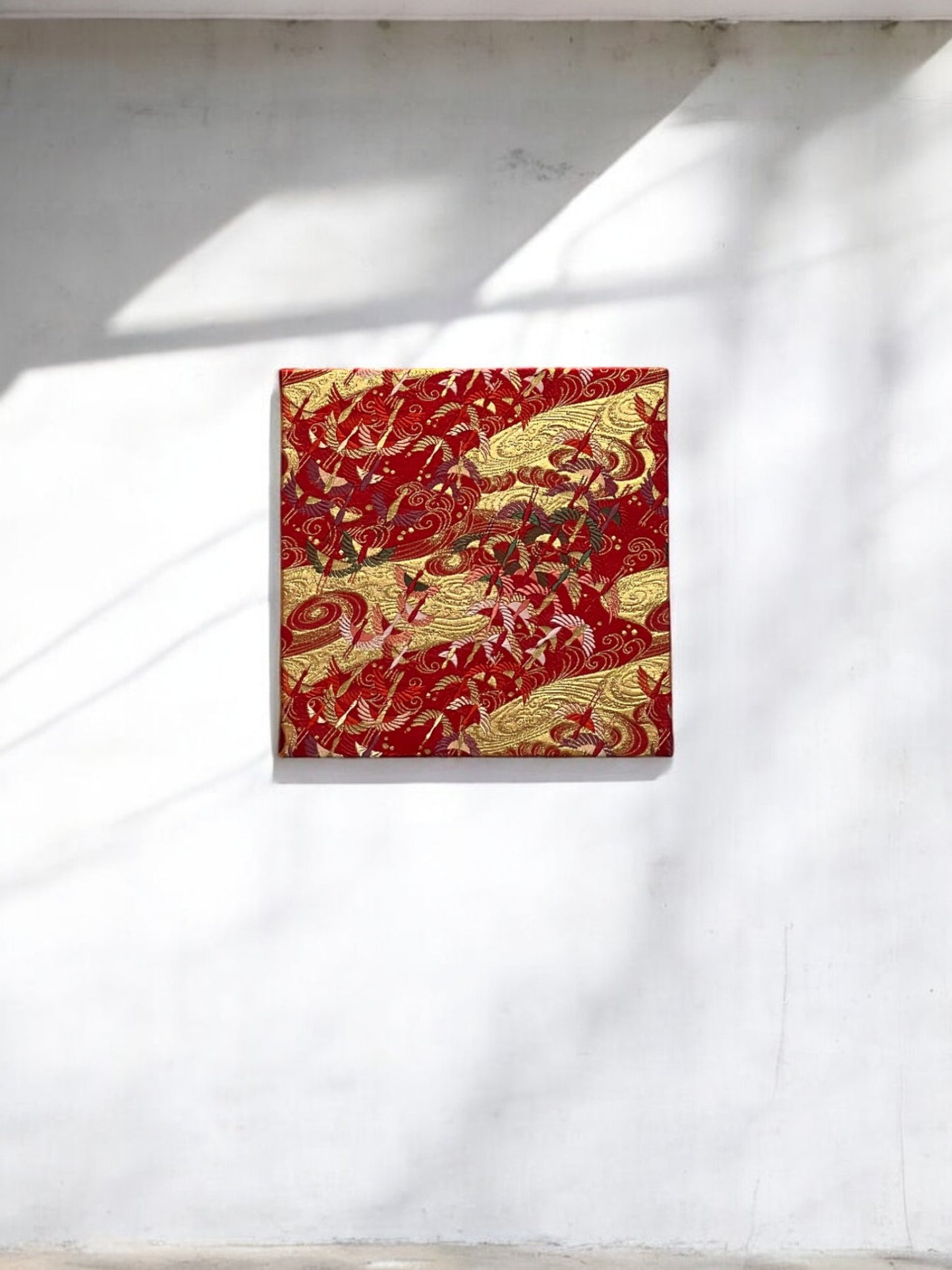 Vibrant Crimson and Gold Floral Artwork(008-FB)