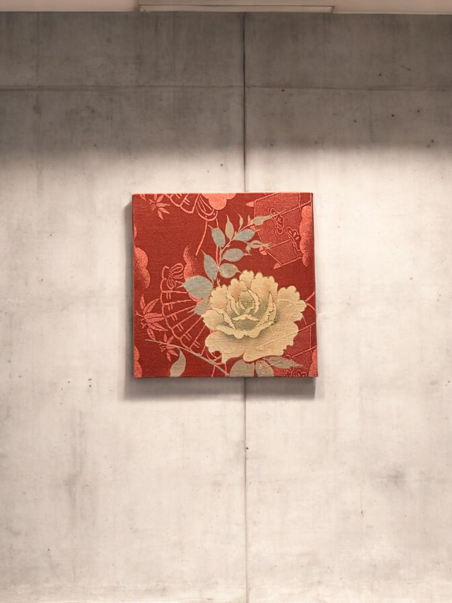Crimson Fabric Board with a Golden Peony Motif (0015-FB)