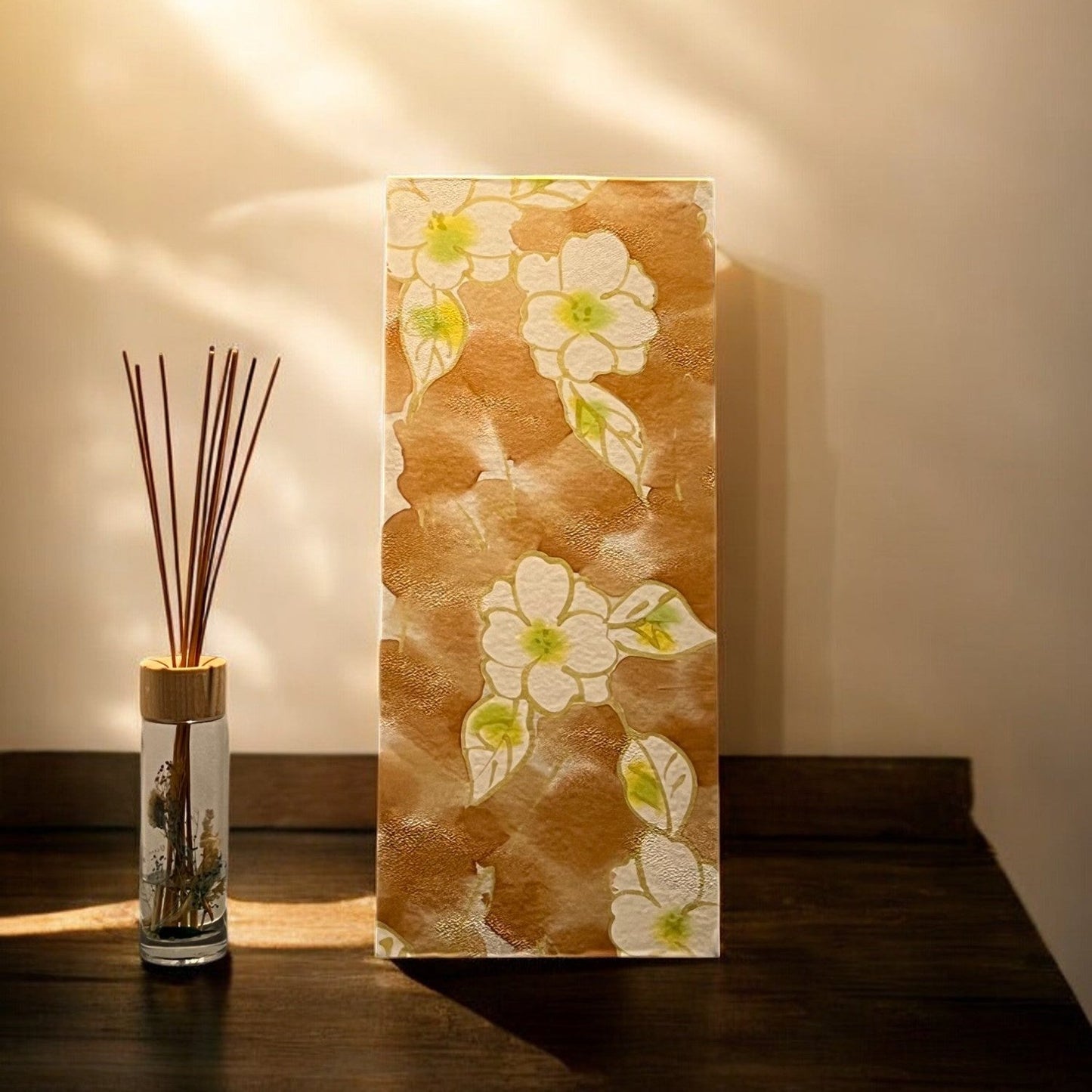 Fabric Board with Soft White Flowers on a Brown Background(016-FB)