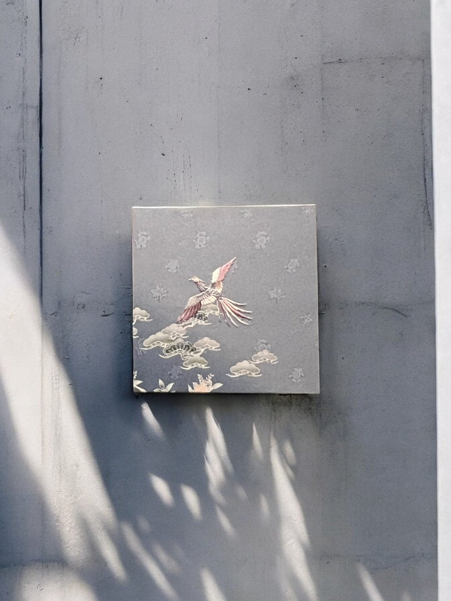 Fabric Board with a Soaring Phoenix Motif on a Gray Background(019-FB)