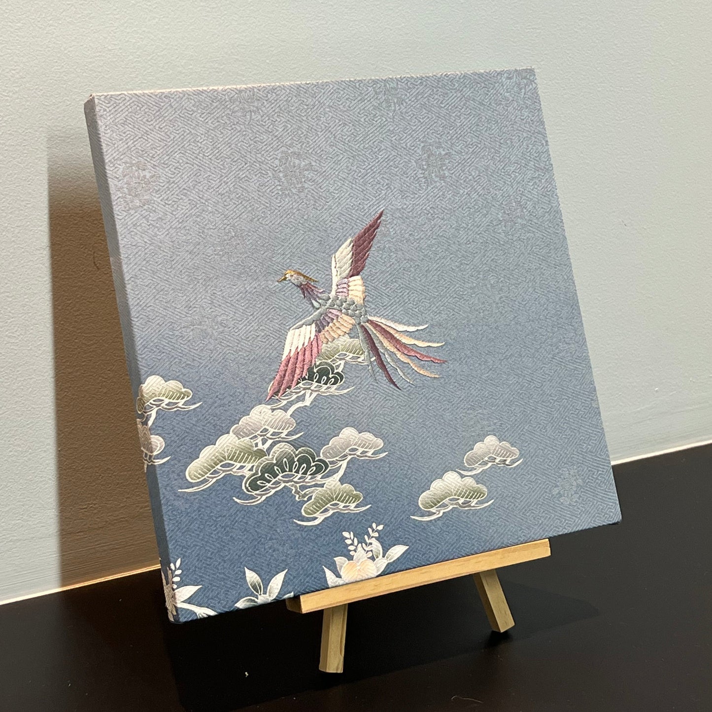 Fabric Board with a Soaring Phoenix Motif on a Gray Background(019-FB)