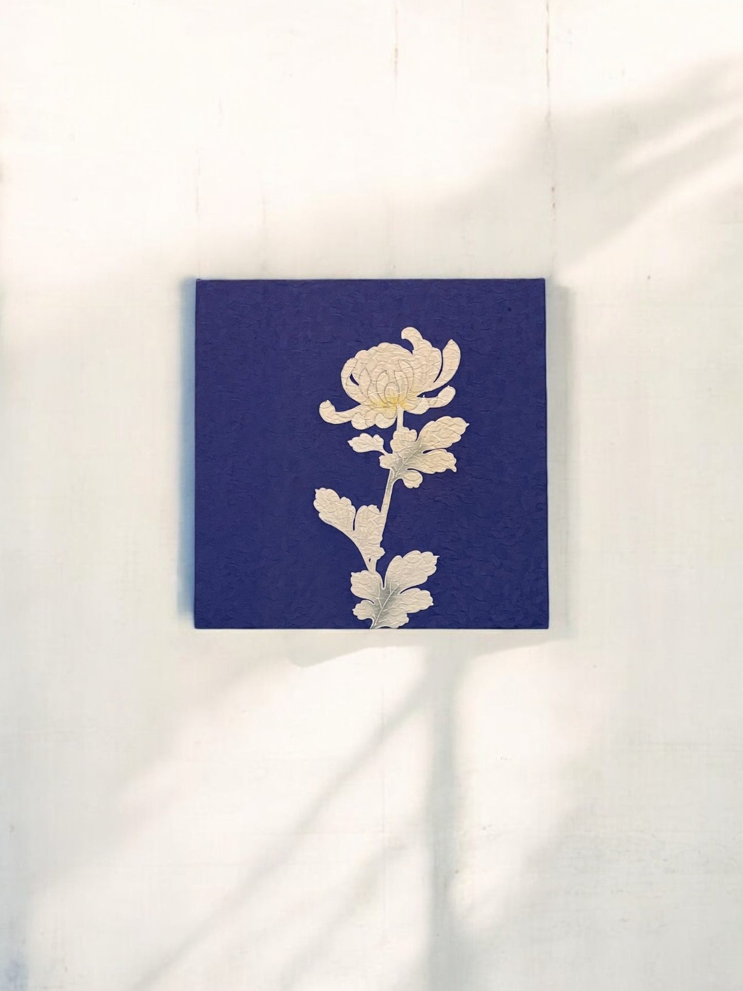 Fabric Board with a Golden Chrysanthemum Design on a Purple Background(022-FB)