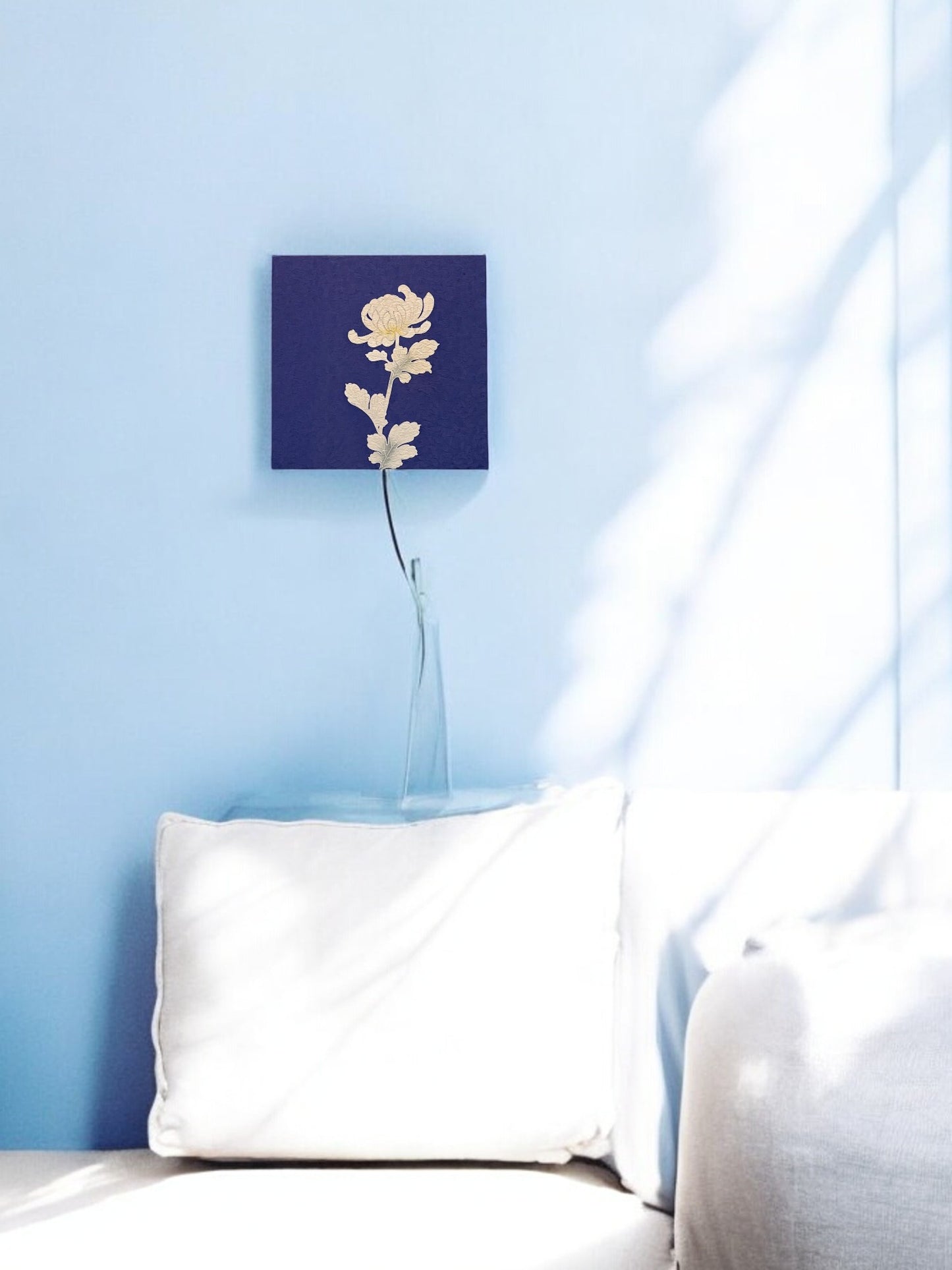 Fabric Board with a Golden Chrysanthemum Design on a Purple Background(022-FB)