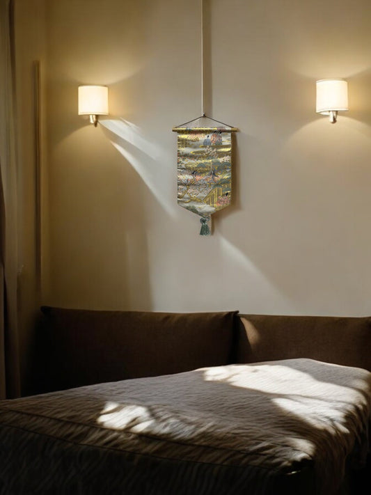 Golden Tapestry with Elegant Heian Scroll Design(002-TP)