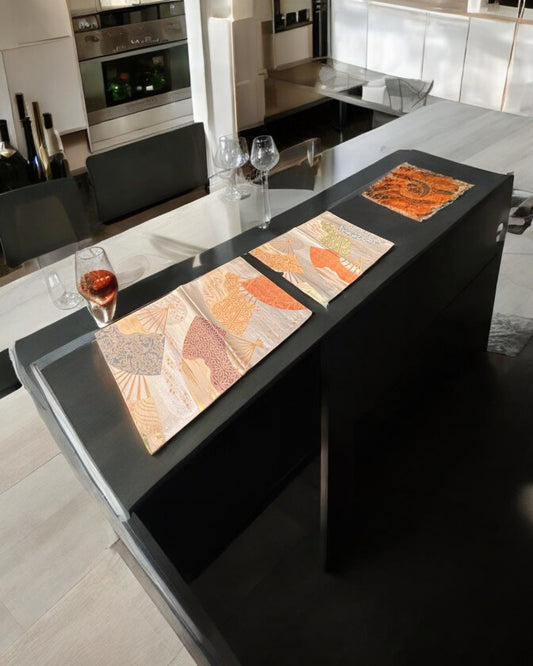 Elegant Table Runner with Subtle Fan Motifs and Soft Colors(008-TR)