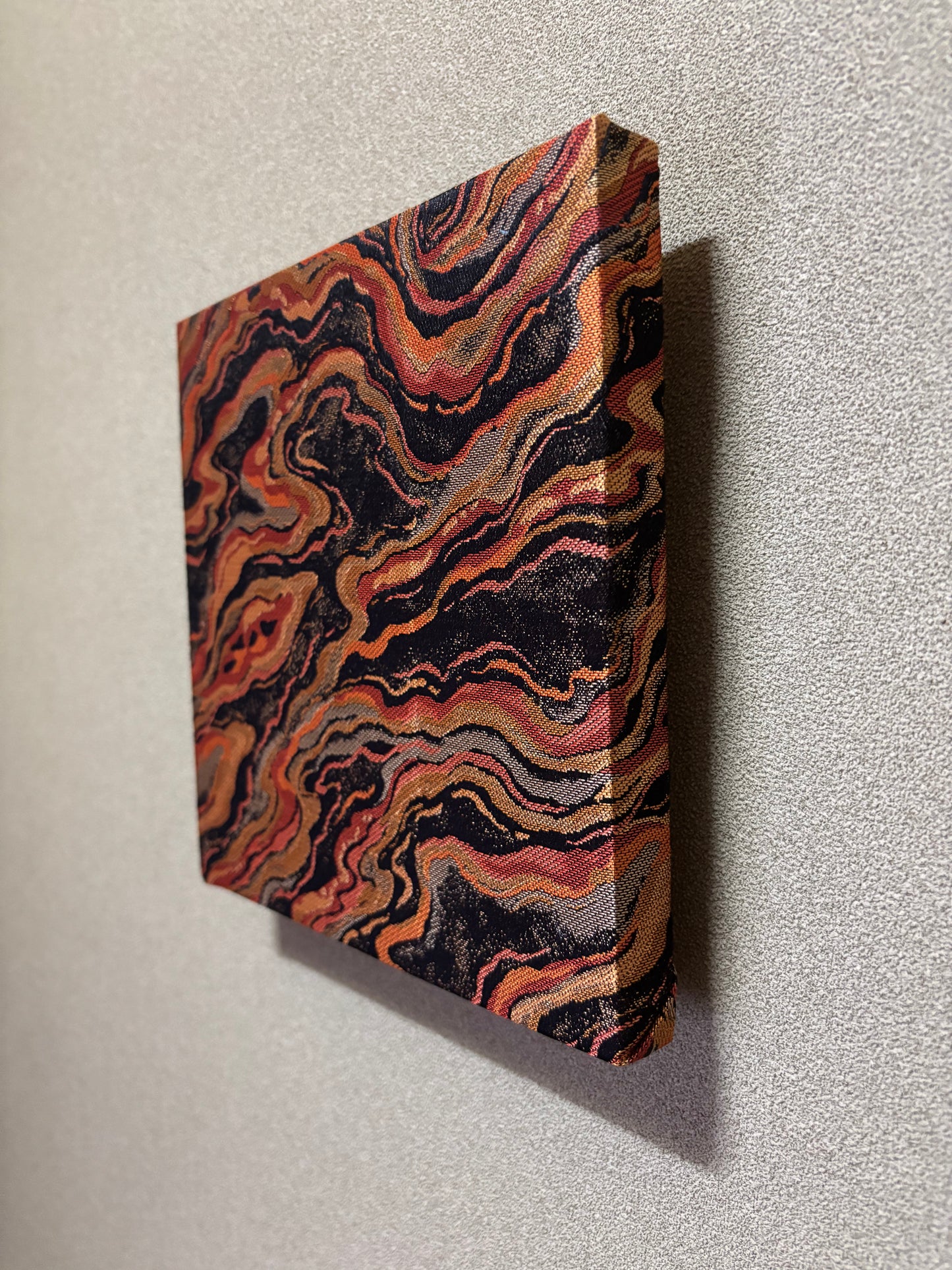 Nishijin Fabric Art Board - Copper Marble Pattern | Luxury Japanese Textile Wall Art