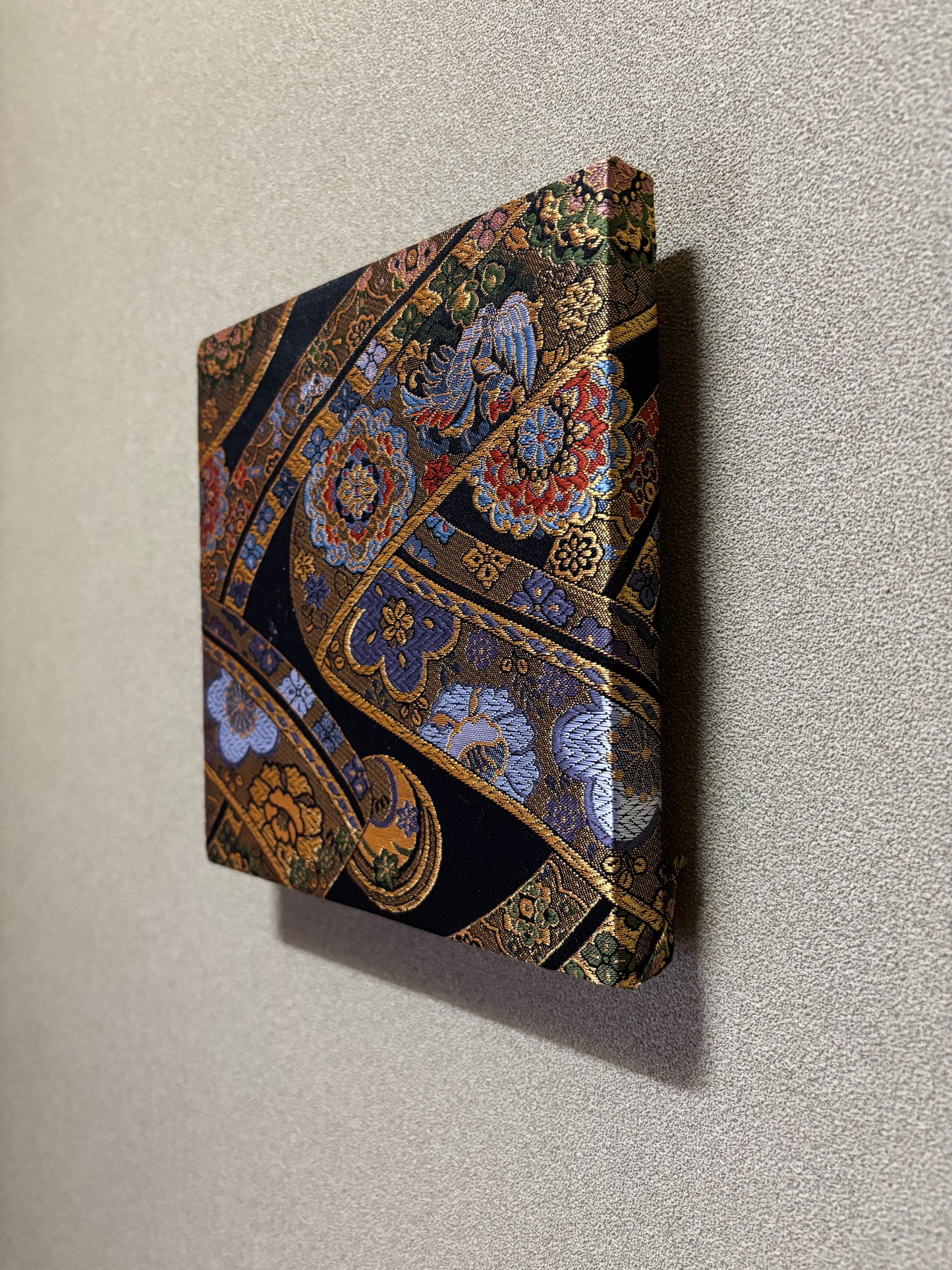 Nishijin Fabric Art Board - Royal Floral Arabesque | Luxury Japanese Obi Textile Art