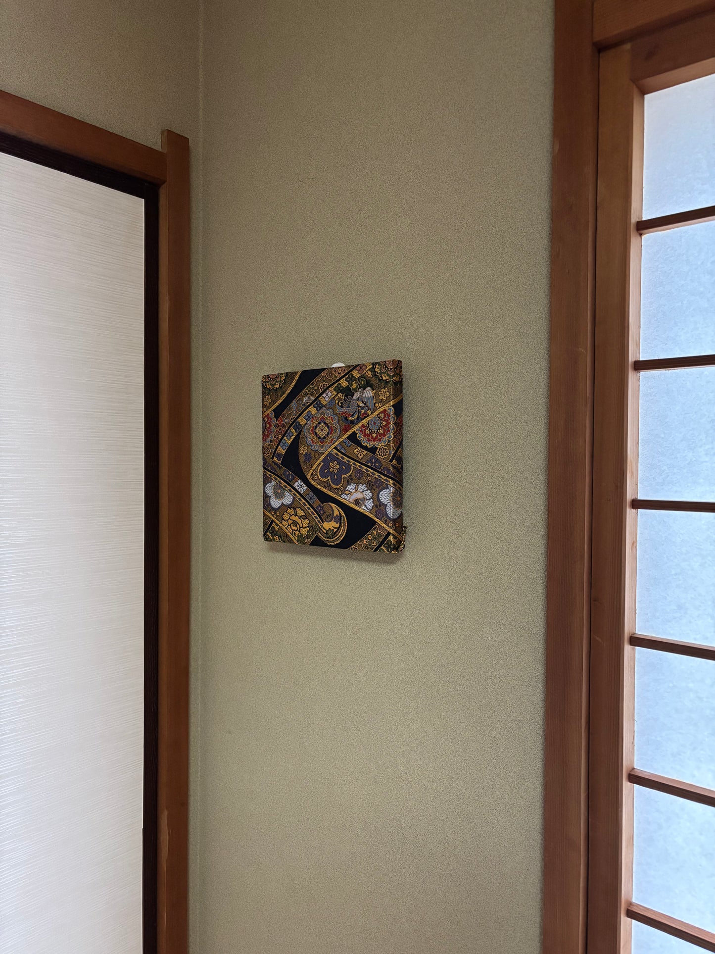 Nishijin Fabric Art Board - Royal Floral Arabesque | Luxury Japanese Obi Textile Art