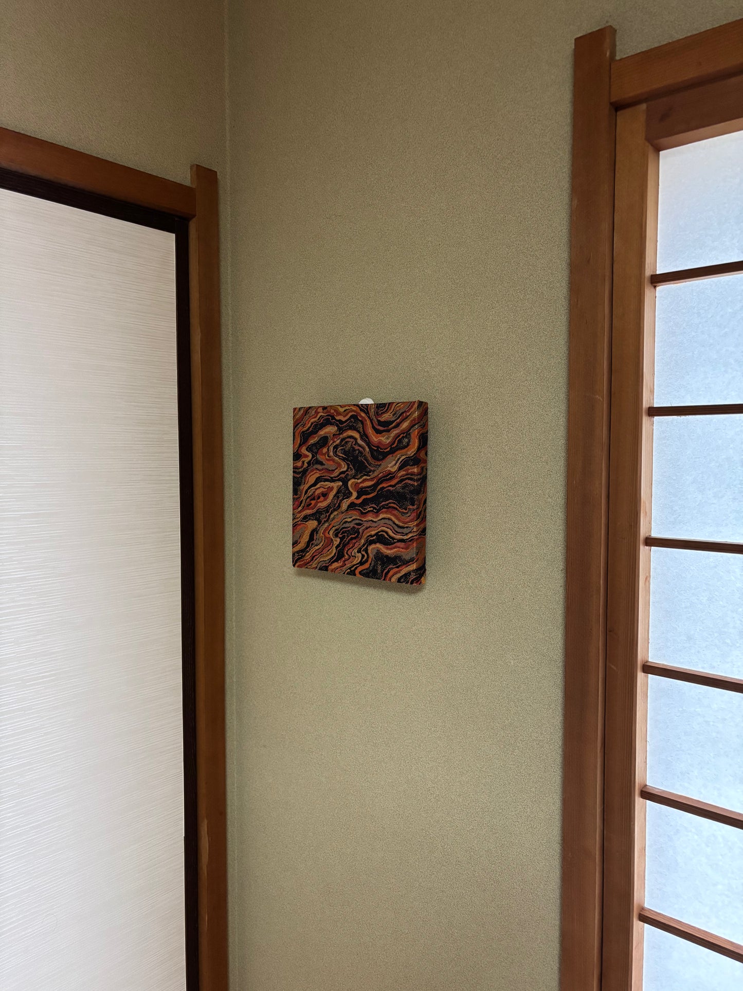 Nishijin Fabric Art Board - Copper Marble Pattern | Luxury Japanese Textile Wall Art