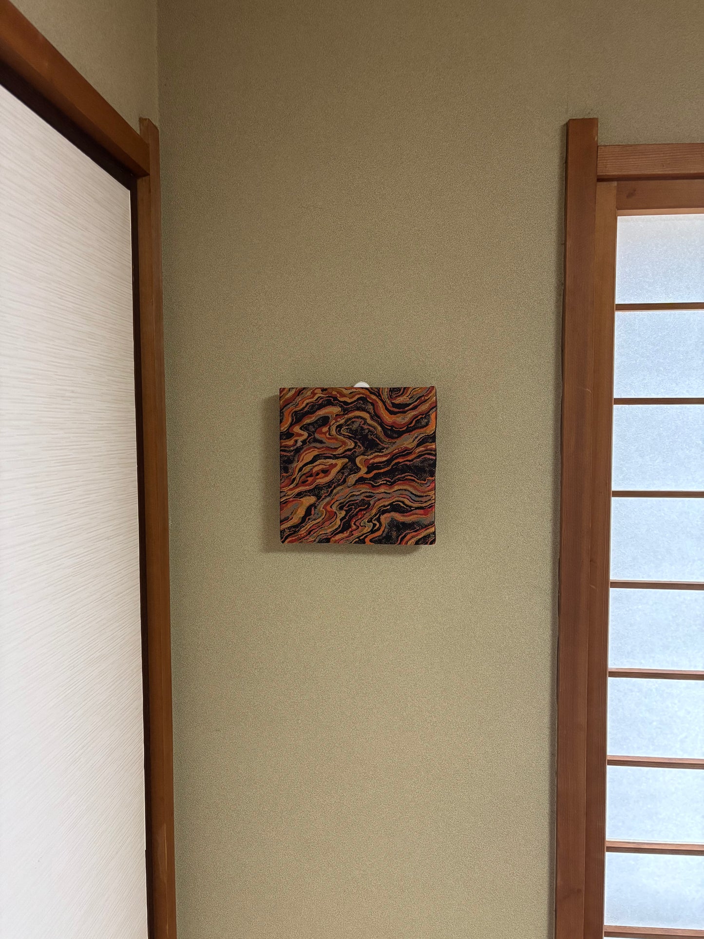 Nishijin Fabric Art Board - Copper Marble Pattern | Luxury Japanese Textile Wall Art