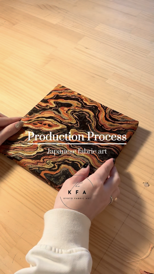 Nishijin Fabric Art Board - Copper Marble Pattern | Luxury Japanese Textile Wall Art