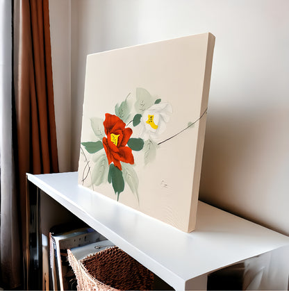 Elegant Floral Wall Art with Kimono Fabric Design – Handcrafted for Timeless Beauty