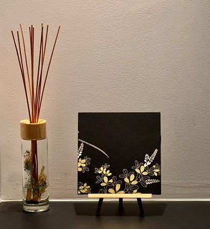 Kyoto Kimono Fabric Panel - Black and Gold Floral Wall Art