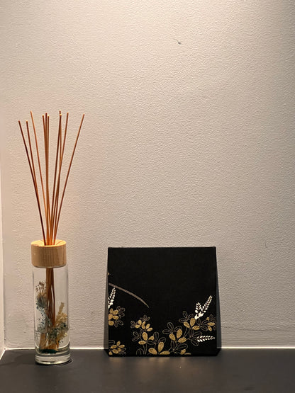 Kyoto Kimono Fabric Panel - Black and Gold Floral Wall Art