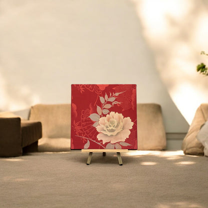 Crimson Fabric Board with a Golden Peony Motif (0015-FB)