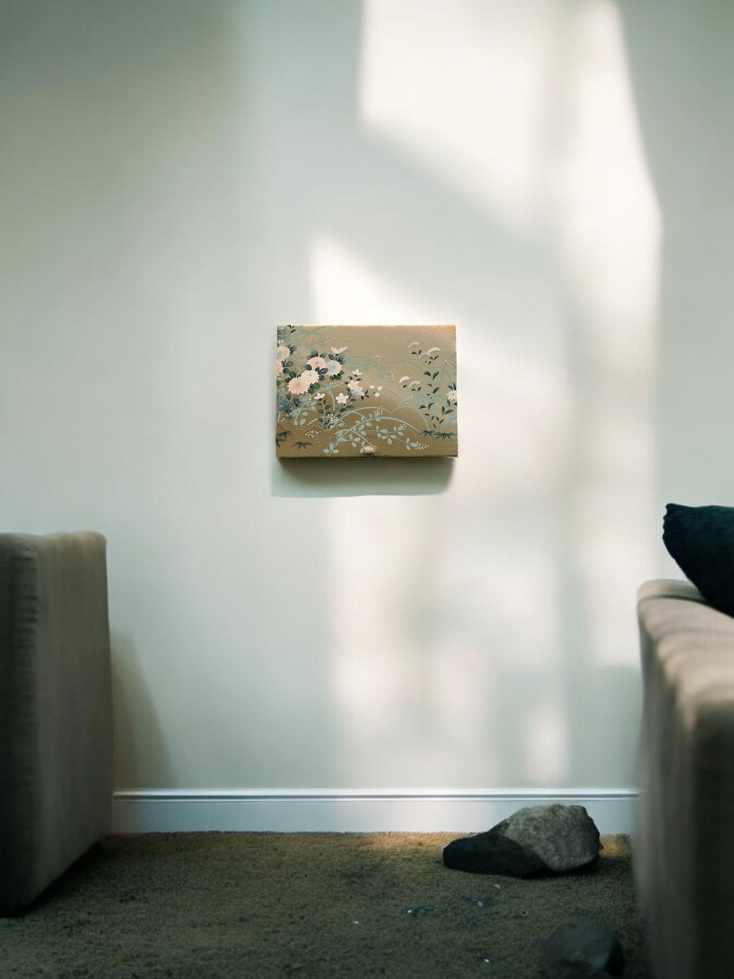 Fabric Board with Gold-Accented Floral and Bird Design in Nishijin Weave（009-FB）