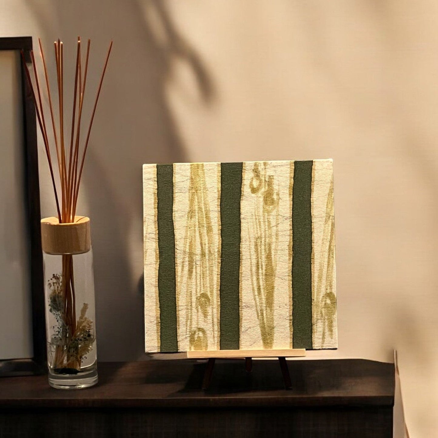 Nishijin-ori fabric board with green stripes and gold patterns（010-FB）