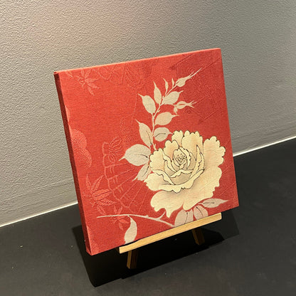 Crimson Fabric Board with a Golden Peony Motif (0015-FB)