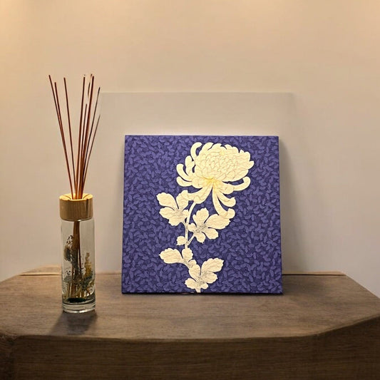 Fabric Board with a Golden Chrysanthemum Design on a Purple Background（022-FB）